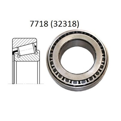 Подшипник 7718 (32318)  ступицы МАЗ (прицепов, п-пов) наружный КРАЗ-250, 6505 размер 90x160x49,5 МГ