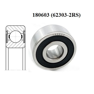 Подшипник 180603 (62303-2RS) генератора МАЗ, КАМАЗ, ГАЗ, ЗИЛ (закрытый) размер 17x47x19 ZTD