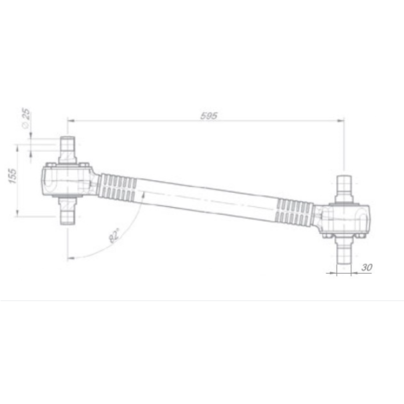 Штанга реактивная МАЗ в сборе с шарниром (кривая) (64221-2919014) 1370-2919014 КСМ