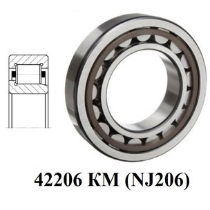 Подшипник 42206 КМ (NJ206) заднего,среднего моста КАМАЗ-6520 размер 30x62x16 РФ