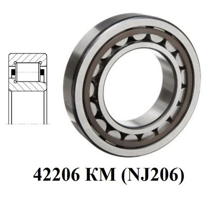 Подшипник 42206 КМ (NJ206) заднего,среднего моста КАМАЗ-6520 размер 30x62x16 РФ