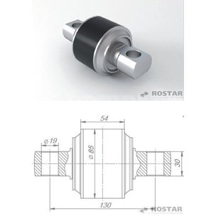 Шарнир штанги DAF реактивной 85x130x19x30мм (РЕМ.КОМПЛЕКТ из 3-х) 180.5544 РОСТАР