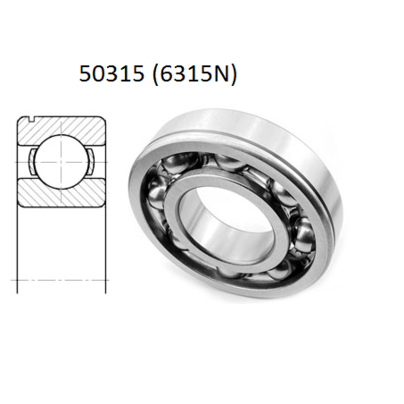 Подшипник 50315 (6315N) КПП ЯМЗ-236, 238 вала вторичного размер 75x160x37 РФ