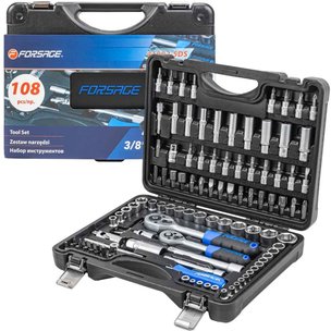 Набор инструментов (108 предмета) УНИВЕРСАЛЬНЫЙ 1/4 3/8 6гр 4-22мм F-41082-5DS-м FORSAGE