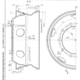 Диск колеса 7.5-22.5 10/335 d281 ЕТ-165 КАМАЗ-65115 (аналог 167.518.3101012) 372-3101012-01 LANDROCK