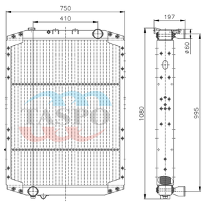 Радиатор основной Н/О МАЗ-650128 алюминиевый ПАТРУБКИ D=70мм МАЗ дв.WP12; Deutz;  630333Т-1301010-70