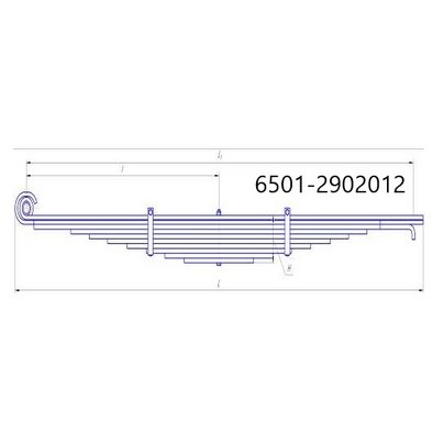 Рессора МАЗ передняя 6501 (10 лист L=1960) витое ухо 6501-2902012