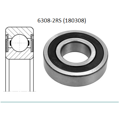 Подшипник 6308-2RS (180308) с двухсторонней защитой размер 40x90x23