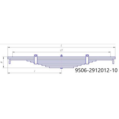 Рессора МАЗ задняя 9506 (10 лист, L=1160) прицепа (3 лист загнут) 9506-2912012-10 БЗРП