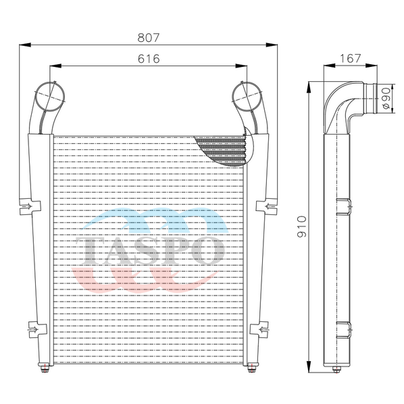 Радиатор интеркуллера МАЗ ОНВ АЛЮМИН. ЯМЗ-236, 238 | 650136-1323010 ТАСПО