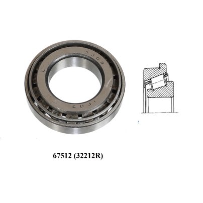 Подшипник 67512 (32212R) КПП вторичный вал (передняя опора) размер 60x110/117x29,75