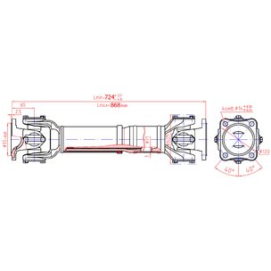 Вал карданный КАМАЗ заднего моста (4 отверстия) L=724мм 5320-2201011-02 РБ